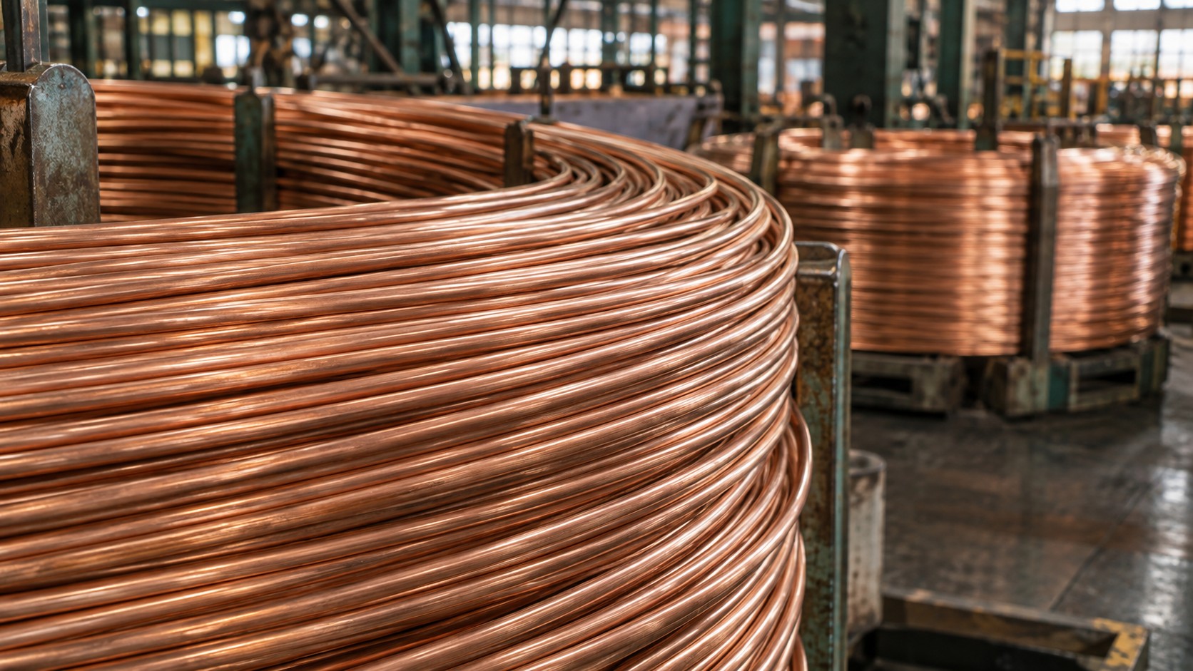 Copper wire input material in an industrial facility
